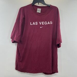 Vintage Las Vegas Nike T Shirt Mens 2XL XXL Y2K 90s Gray Tag Maroon SS *Flaws